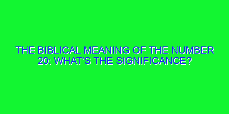 The Biblical Meaning of Number 20: Waiting, Testing, and Completion 1 The Biblical Meaning of Number 20: Waiting, Testing, and Completion
