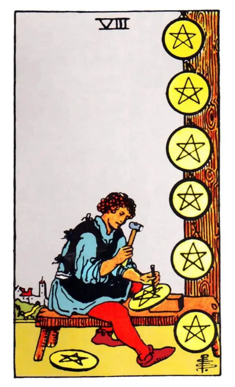 Eight of Pentacles Tarot Card Meaning: Mastery Through Hard Work 4 Eight of Pentacles Tarot Card Meaning: Mastery Through Hard Work
