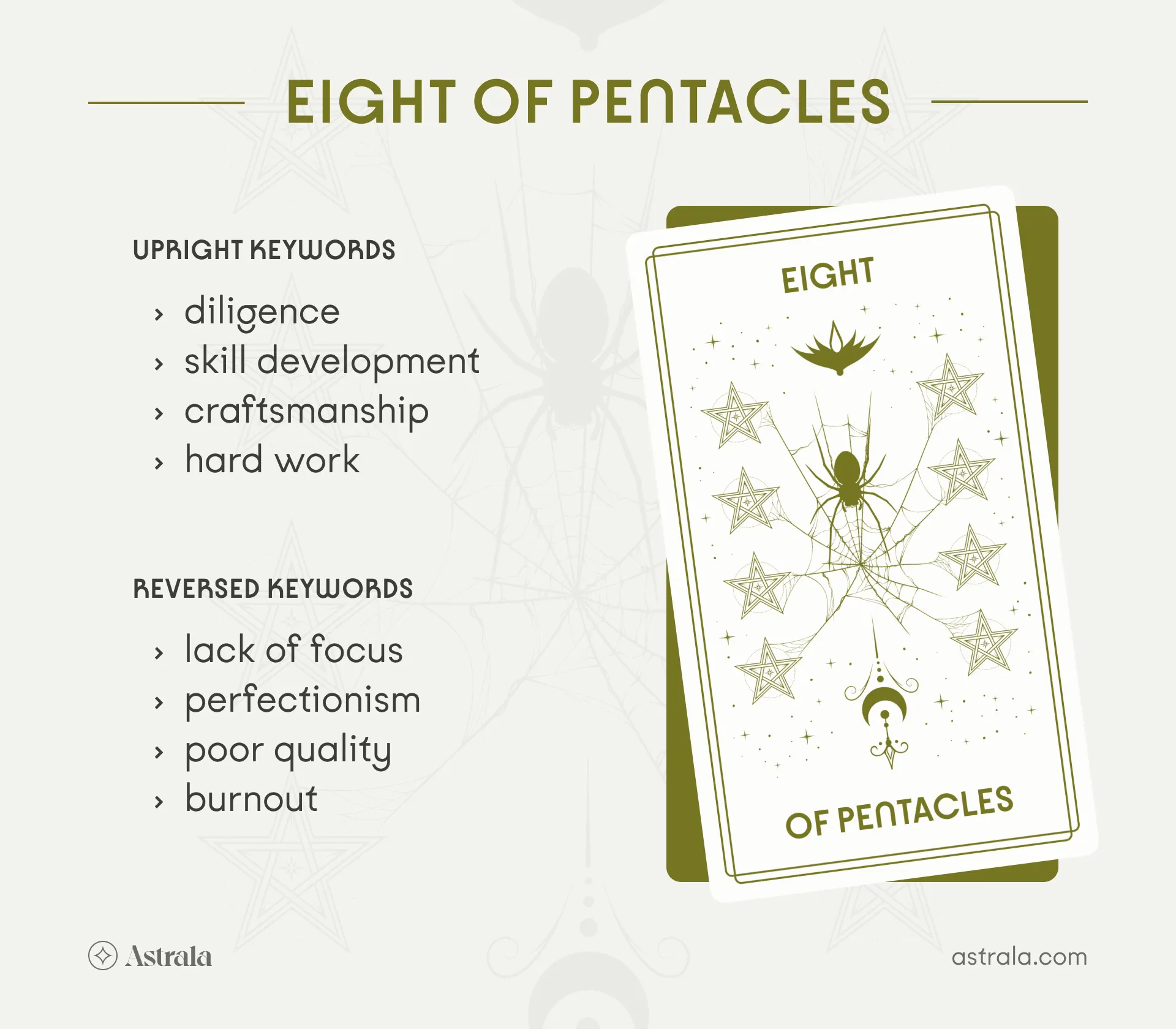 Eight of Pentacles Tarot Card Meaning: Mastery Through Hard Work 1 Eight of Pentacles Tarot Card Meaning: Mastery Through Hard Work