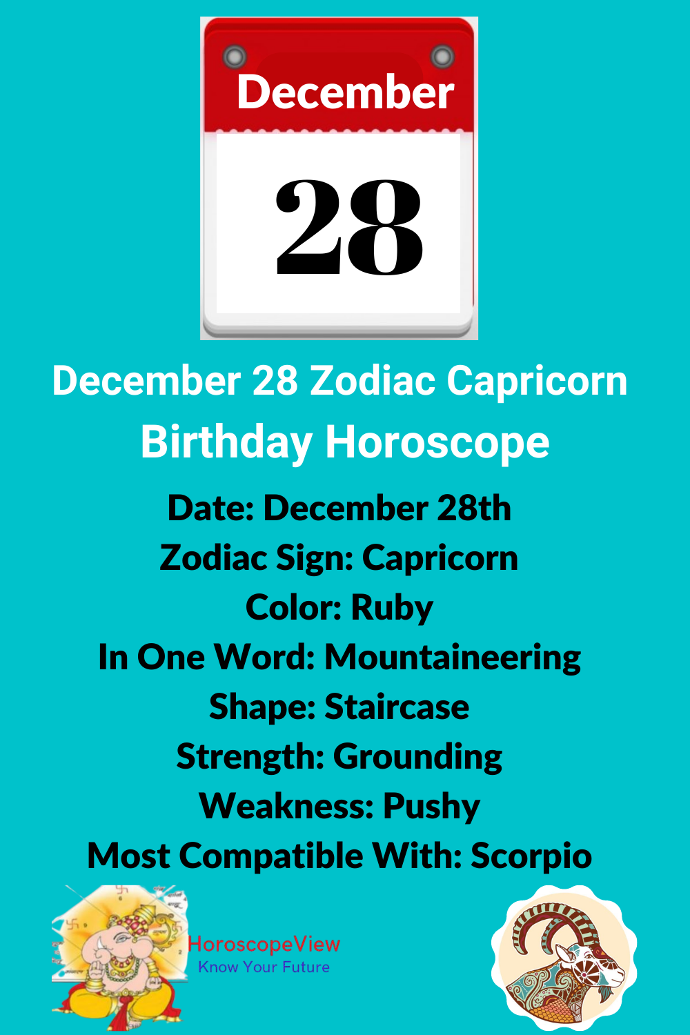 Capricorn Horoscope for December 28 Birthday: Love, Career, and Future Predictions 1 Capricorn Horoscope for December 28 Birthday: Love, Career, and Future Predictions